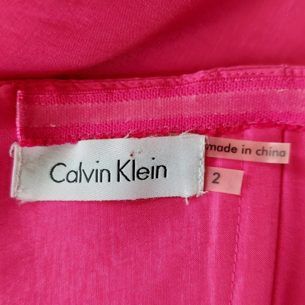 Calvin Klein Strapless Pleated Front Cocktail Formal Dress Pink Size 2 - Picture 7 of 8
